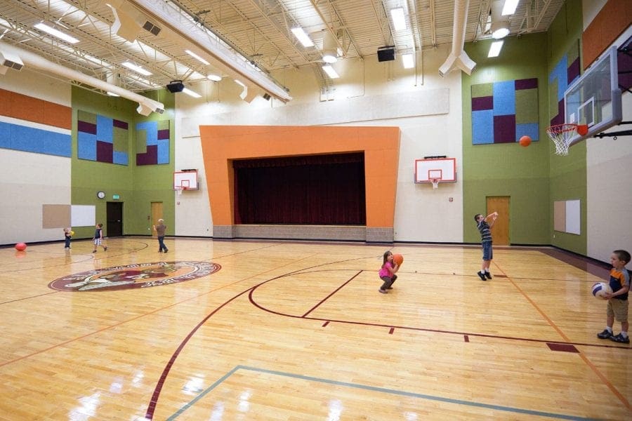 Kids playing basketball