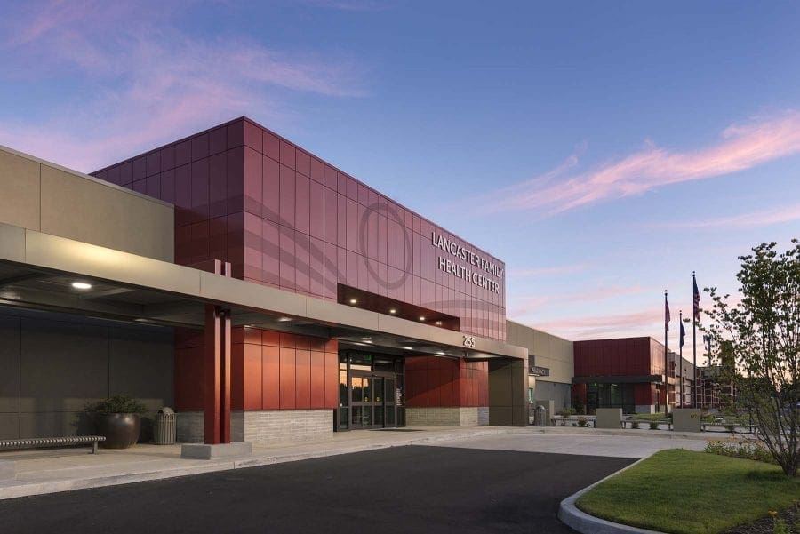 Wide Red building