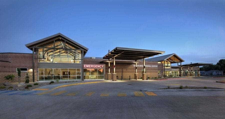 Front view of building