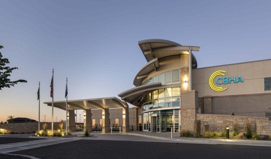 Building with parking lot