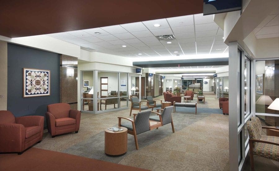 Waiting room with carpet