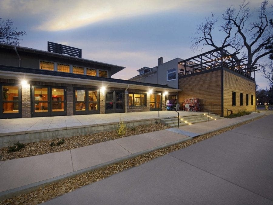 Sidewalk view of building