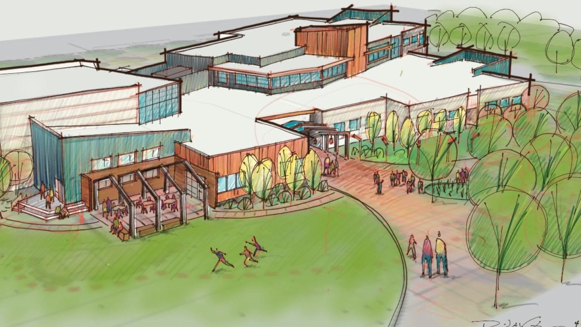 architectural drawing of school campus