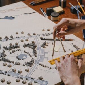3D blueprint being drawn up.