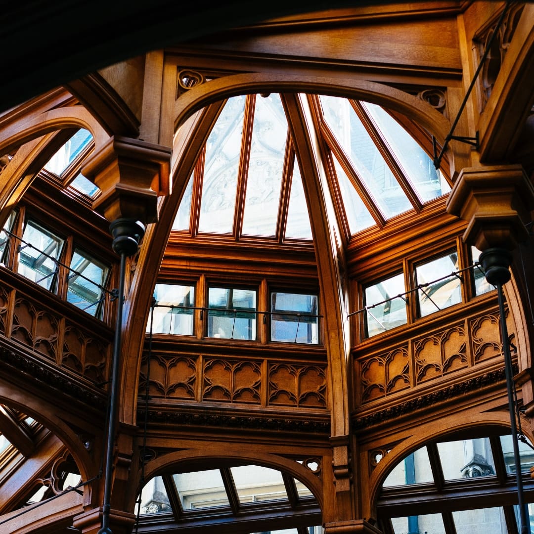 beautiful glass windows in building