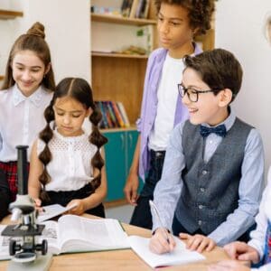 school children collaborating