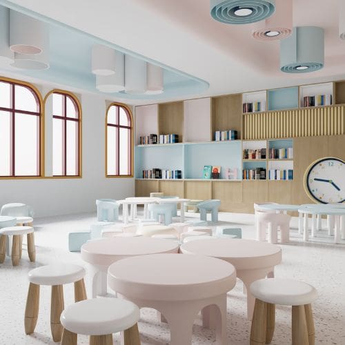 A modern grade school classroom